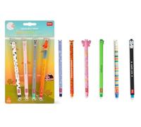 Legami Lot de 10 stylos gel effaçables, avec motifs d’animaux de la ferme (hippopotame, tigre, papillon, dinosaure, lama et pingouin), différentes couleurs d’écriture