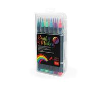 LEGAMI - Lot de 12 feutres avec pointe brosse, pointe flexible en fibre de nylon, pour traits fluides et largeurs variables, diamètre marqueur 1 cm