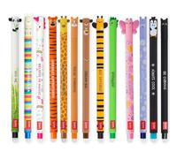 LEGAMI Lot de 13 stylos à encre gel effaçables - Couleurs assorties : panda, lama, licorne, tigre, girafe, corgi, ourson, abeille, dinosaure, papillon, hippo, pingouin et kitty