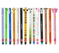 LEGAMI - Lot de 14 stylos à encre gel effaçable - Stylos à encre gel effaçable sans utiliser de feuilles - Pointe de 0,7 mm - Différentes couleurs d'encre et motifs d'animaux