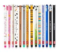 Legami – Lot de 14 stylos gel effaçables encre thermosensible pointe conique 0,7 mm, animaux