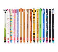 LEGAMI - Lot de 16 stylos à encre gel effaçable avec encre thermosensible, gamme de couleurs d'encre et motifs de baril, pointe de 0,7 mm, motifs animaux