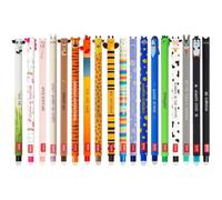 LEGAMI - Lot de 18 stylos gel effaçables avec encre thermosensible, gamme de couleurs d'encre et motifs de baril, pointe de 0,7 mm, motifs animaux, poulet, cochon, âne, vache, etc