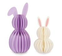 Legami – Lot de 2 lapins en papier – Petit décoratif de bureau, nid d'abeille, déco de Pâques