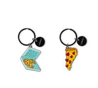 Legami - Lot de 2 porte-clés en métal émaillé, What a Key Ring!, motif de pizza, cadeau pour couple, porte-clés charme pour sac, anneau en spirale résistant, dimensions 4 x 8,5 x 0,2 cm, jaune, Taglia