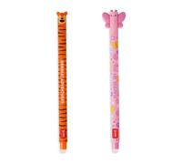 LEGAMI - Lot de 2 stylos gommes à encre gel effaçable Tigre et Papillon effaçables sans consommer de feuilles, pointe 0,7 mm