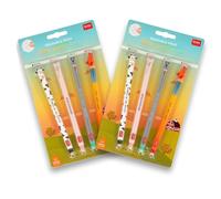 LEGAMI Lot de 2 stylos à encre gel Farm Sweet Farm - Avec encre effaçable sensible à la chaleur - Noir, rose, vert, rouge, effaçable - Pointe de 0,7 mm