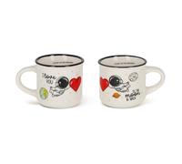 LEGAMI - Lot de 2 tasses à expresso en porcelaine anglaise - Passe au lave-vaisselle - Motif astronaute I Love You - Diamètre : 5,5 cm - Capacité : 50 ml