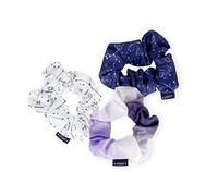 LEGAMI - Lot de 3 Hair Scrunchies Hair We are, élastiques pour Cheveux, élastiques à friser avec Tissu Effet satiné, thème Stars, Blanche