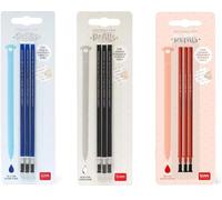 Legami Lot de 3 paquets de 3 recharges pour stylo gel effaçable, hauteur 13 cm, encre thermosensible bleue, noire et rouge, pointe 0,7 mm (lot de 3 multicolores)