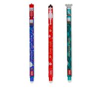 Legami – Lot de 3 stylos gel effaçables Édition Noël – Encre thermosensible, rouge/bleu/vert