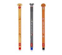 LEGAMI - Lot de 3 stylos gel effaçables Fur-ever Friends, stylos avec encre effaçable thermosensible, noir, bleu, rouge, efface sans consommer la feuille, pointe 0,7 mm