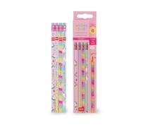 Legami - Lot de 4 crayons HB parfumés - Smelling Good, parfum de fraise, détails en feuille, avec gomme, crayons scolaires en bois naturel, crayon pour enfants