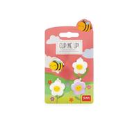 Legami - Lot de 4 mini-barrettes Clip Me Up!, motif Bee, barrettes pour coiffer et styliser, en PS, acrylique, 2,5 x 2,5 x 1,5 cm