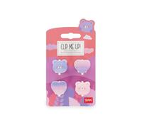 Legami - Lot de 4 mini-barrettes Clip Me Up!, motif Teddy Bear, barrettes pour coiffer et styliser, en PS, acrylique, 2,5 x 2,5 x 1,5 cm