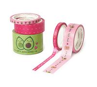 Legami - Lot de 5 rubans adhésifs en papier, Tape by Tape, Avocado, colorés, pour coller, décorer et personnaliser, 3 tailles différentes, longueur de 5 mètres chacune
