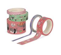 Legami Rubans adhésifs en papier Tape by Tape Kitty – Lot de 5 colorés, 3 tailles, 5 m