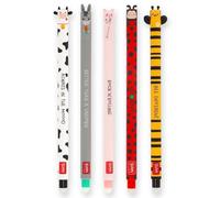 LEGAMI - Lot de 5 stylos gel effaçables avec encre thermosensible, gamme de couleurs d'encre et design de baril, pointe de 0,7 mm, coccinelle, vache, âne, cochon et abeille