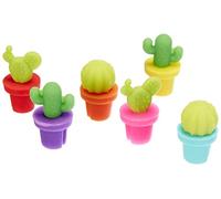 Legami - Lot de 6 marque-marqueurs, ferme-sachets de thé, réutilisables, mignons, fonctionnels, 1,8 x 2,9 cm, thème Cactus, Unique