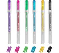 LEGAMI - Lot de 6 Mini Stylos Gel Paillettes - Brillent comme un Diamant - Diamètre Pointe 1 mm - Violet, Or, Vert, Bleu, Rose,