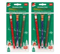 LEGAMI Lot de 6 stylos gel effaçables avec encre effaçable thermosensible, Édition de Noël ''Naughty or Nice'' Emballage blister, pointe 0,7 mm, rouge, bleu et vert