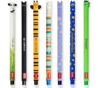 LEGAMI - Lot de 7 stylos gel effaçables avec encre thermosensible, gamme de couleurs d'encre et motifs de baril, pointe de 0,7 mm, motifs panda, chat, abeille, lama, lion, hippopotame et dinosaure