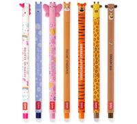 LEGAMI - Lot de 7 stylos gel effaçables avec encre thermosensible, gamme de couleurs d'encre et de motifs de baril, pointe de 0,7 mm, licorne, hippopotame, papillon, corgi, tigre, girafe, ours en