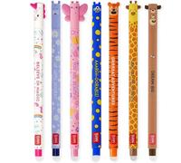 LEGAMI - Lot de 7 stylos gel effaçables avec encre thermosensible, gamme de couleurs d'encre et de motifs de baril, pointe de 0,7 mm, licorne, hippopotame, papillon, corgi, tigre, girafe, ours en