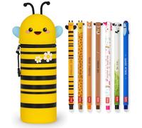 Legami Lot de 7 stylos gel effaçables Bee 2 en 1 + trousse – encre thermosensible, 0,7 mm, couleurs