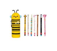 LEGAMI - Lot de 7 stylos gel effaçables + trousse porte-stylos 2 en 1 - avec encre thermosensible effaçable, pointe 0,7 mm