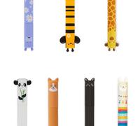 LEGAMI Lot de 7 stylos effaçables - Panda, girafe, corgi, abeille, kitty, lama et hippo