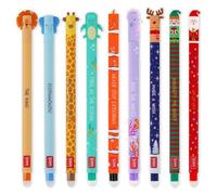 LEGAMI Lot de 9 stylos gel effaçables à encre thermosensible, encre colorée et motifs corps, pointe 0,7 mm, Savannah, Under the Sea et Naughty or Nice