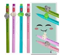 Legami Lovely Friends Lot de 4 stylos à encre gel avec enveloppe cadeau Motif chaton, koala, dinosaure et lapin