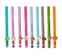 LEGAMI Lovely Friends Lot de 9 stylos à encre gel avec animal décoratif, amovible et combinable, empêchant le stylo de rouler, pointe fine 0,5 mm, couleurs assorties