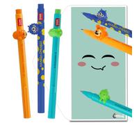 Legami Lovely Friends Lot de stylos avec enveloppe cadeau Motif dinosaure, tigre et monstre