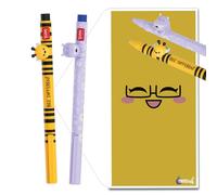 Legami Lovely Friends Lot de stylos avec enveloppe cadeau Motif hippopotame et abeille