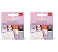 Legami - Marque-page autocollants Keep in Mind, 80 marque-page autocollants (20 x 4), autocollants inscriptibles et amovibles, thème Kitty, 7 x 5,5 cm (Lot de 2)