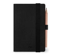 Legami - Mini agenda 2025, 12 mois Mini, carnet d'adresses et crayon inclus, fermeture avec élastique, journal de janvier 2025 à décembre 2025, en papier FSC certifié, 6,5 x 10 cm, noir diamant