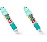 LEGAMI - Mini stylo à bille 4 couleurs, Mini Magic Rainbow, encre 4 couleurs, vert, bleu, orange, noir, pointe 1 mm, poignée ergonomique en silicone, diamètre 2,3 cm, hauteur 10 cm, Dino (Lot de 2)