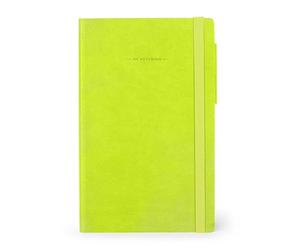 Legami - My Notebook, Cahier ligné 6 mm, Chartreuse, Large, Papier certifié FSC, 192 pages, Couverture souple, Fermeture élastique, 17 x 24 cm
