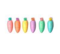 Legami Pack de 6 surligneurs en forme de carotte - multicolores, pointe biseautée, encre à base d'eau