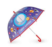 LEGAMI - Parapluie enfant Dancin' In The Rain, thème Space, structure coupe-vent, ouverture manuelle, fermeture en tissu avec espace pour le nom, poignée crochet, 73x65 cm