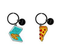 Legami - Lot de 2 porte-clés en métal émaillé, What a Key Ring!, motif de pizza, cadeau pour couple, porte-clés charme pour sac, anneau en spirale résistant, dimensions 4 x 8,5 x 0,2 cm, jaune, Taglia