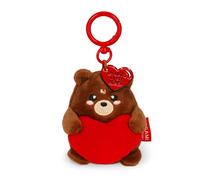 Legami – Porte-clés Teddy Bear en peluche, message gravé, mousqueton en zinc 7x11 cm marron et rouge