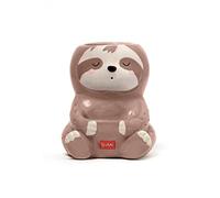 LEGAMI - Porte-Stylos en Céramique, Desk Friends, 9.2x10.4 cm, Thème Paresseux, Peint à la Main, Sloth