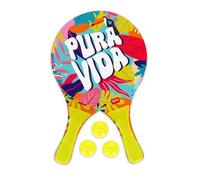 LEGAMI - Raquettes de Plage Pura Vida, 2 Raquettes et 3 balles, Poignées Ergonomiques, Étui Inclus, pour Adultes et Enfants, 23 x 38 cm
