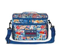 Legami - Sac à lunch, thème Travel Stickers, sac à lunch, grande capacité 7,7 litres, bandoulière réglable, 28 x 17 x 15 cm