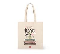 Legami - Sac en coton, poche intérieure, avec soufflet, longue poignée, écologique, 38,5x42 cm, thème Booklover, Booklover, Taglia unica, Utilitaire