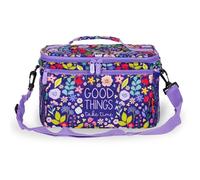 Legami - Sac Isotherme Porte-Repas, Thème Flowers, Sac Repas Isolé, Grande Capacité 7,7 Litres, Bandoulière Réglable, 28 x 17 x 15 cm