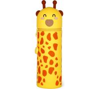 LEGAMI - Sacoche souple en silicone 2 en 1 - Kawaii, girafe Sac d'école, porte-crayons de table, fermeture éclair, silicone, sac à crayons Marqueurs de couleur, H 18,5 cm